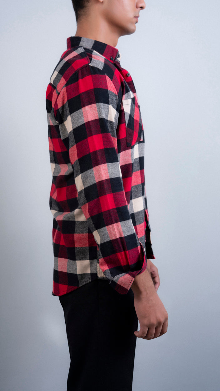 Checkered Flannel Double Pocket Shirt
