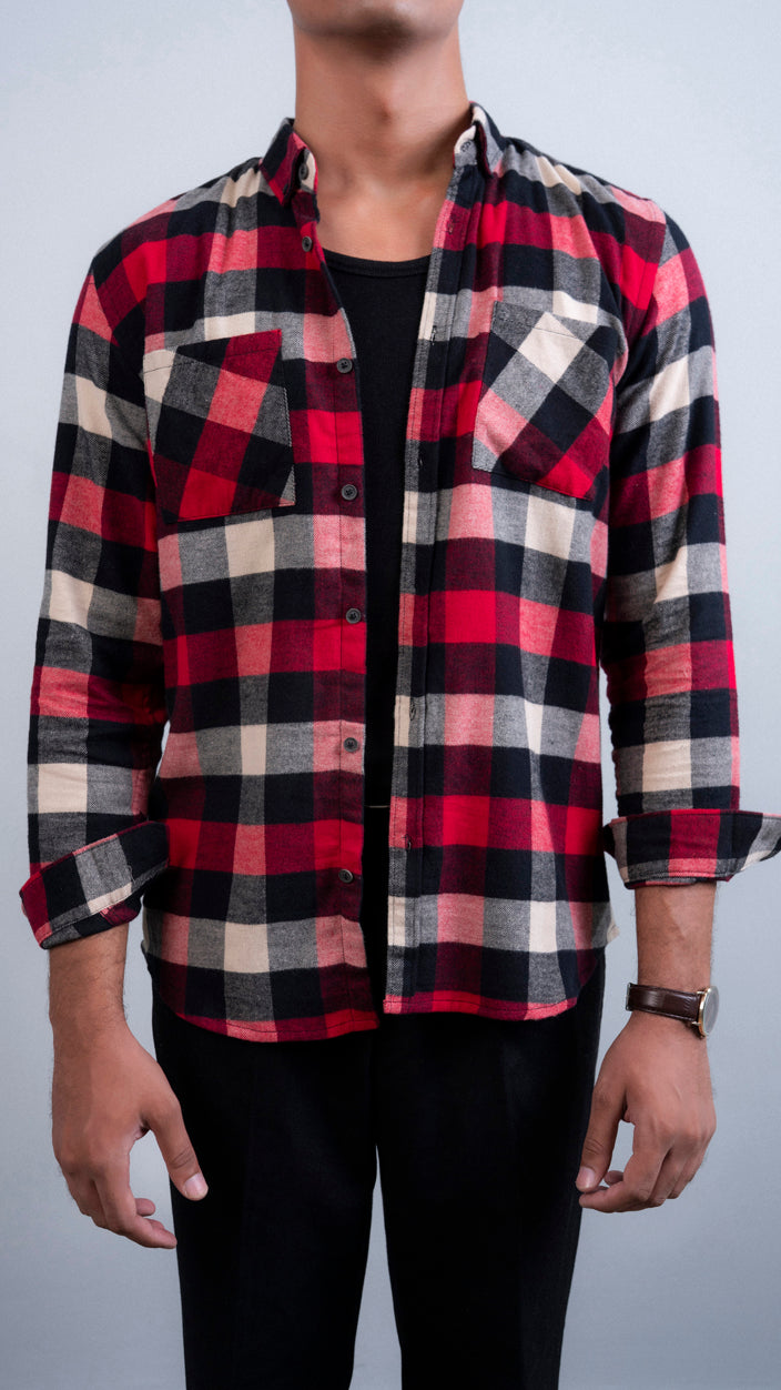 Checkered Flannel Double Pocket Shirt