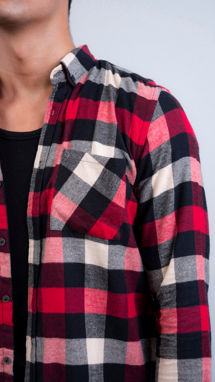 Checkered Flannel Double Pocket Shirt