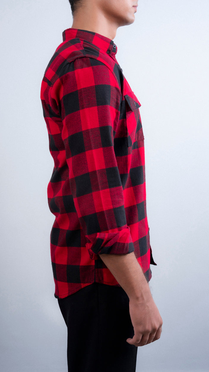 Double Pocket Flannel Button Down Shirt