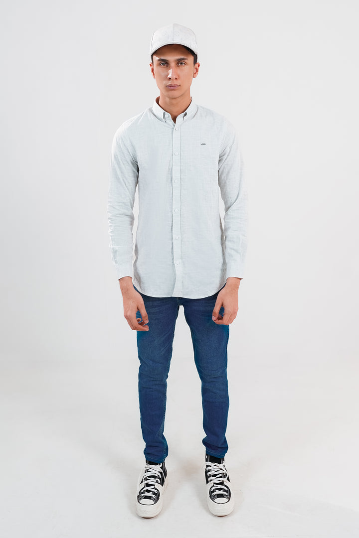 Slim Fit White Casual Shirt