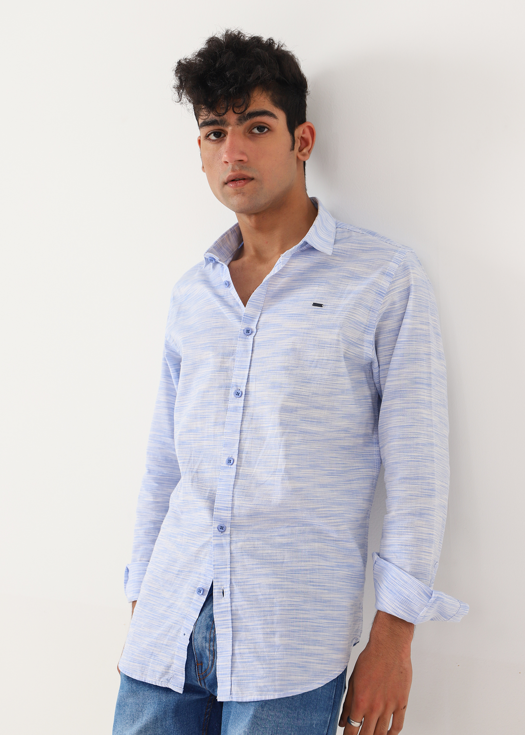 French Collar Melange Shirt